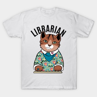 Librarian Cat Black and Brown T-Shirt